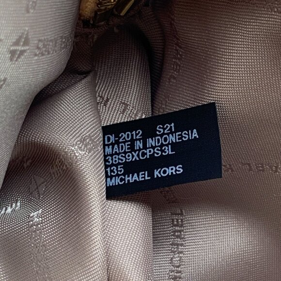 Michael Kors Cindy Large Dome Satchel Oyster Beige Leather Gold-Tone Hardware - Picture 7 of 8